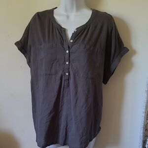 Lucky Brand Dark Gray Button-Up Blouse